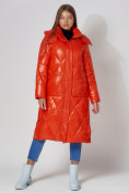 Купить Пальто утепленное стеганое зимнее женское  оранжевого цвета 448601O, фото 8