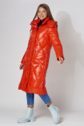 Купить Пальто утепленное стеганое зимнее женское  оранжевого цвета 448601O, фото 9