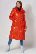 Купить Пальто утепленное стеганое зимнее женское  оранжевого цвета 448601O, фото 10