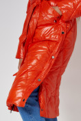 Купить Пальто утепленное стеганое зимнее женское  оранжевого цвета 448601O, фото 14
