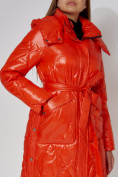 Купить Пальто утепленное стеганое зимнее женское  оранжевого цвета 448601O, фото 15