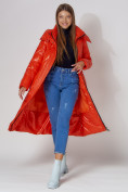 Купить Пальто утепленное стеганое зимнее женское  оранжевого цвета 448601O