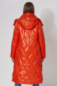Купить Пальто утепленное стеганое зимнее женское  оранжевого цвета 448601O, фото 16