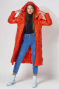 Купить Пальто утепленное стеганое зимнее женское  оранжевого цвета 448601O, фото 5
