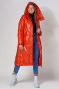 Купить Пальто утепленное стеганое зимнее женское  оранжевого цвета 448601O, фото 7