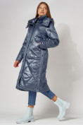 Купить Пальто утепленное стеганое зимнее женское  синего цвета 448601S, фото 2