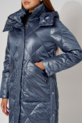Купить Пальто утепленное стеганое зимнее женское  синего цвета 448601S, фото 12