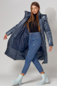 Купить Пальто утепленное стеганое зимнее женское  синего цвета 448601S, фото 6