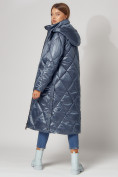Купить Пальто утепленное стеганое зимнее женское  синего цвета 448601S, фото 7