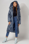 Купить Пальто утепленное стеганое зимнее женское  синего цвета 448601S, фото 8