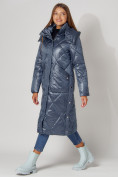 Купить Пальто утепленное стеганое зимнее женское  синего цвета 448601S, фото 10