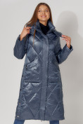 Купить Пальто утепленное стеганое зимнее женское  синего цвета 448601S, фото 4