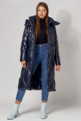 Купить Пальто утепленное стеганое зимнее женское  темно-синего цвета 448601TS, фото 2