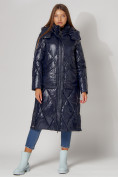 Купить Пальто утепленное стеганое зимнее женское  темно-синего цвета 448601TS, фото 10