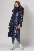Купить Пальто утепленное стеганое зимнее женское  темно-синего цвета 448601TS, фото 11