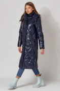 Купить Пальто утепленное стеганое зимнее женское  темно-синего цвета 448601TS, фото 13