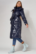 Купить Пальто утепленное стеганое зимнее женское  темно-синего цвета 448601TS, фото 16