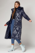 Купить Пальто утепленное стеганое зимнее женское  темно-синего цвета 448601TS, фото 3