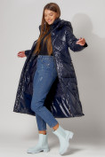 Купить Пальто утепленное стеганое зимнее женское  темно-синего цвета 448601TS, фото 5