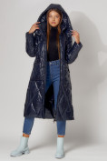 Купить Пальто утепленное стеганое зимнее женское  темно-синего цвета 448601TS, фото 7
