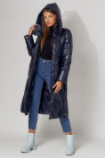 Купить Пальто утепленное стеганое зимнее женское  темно-синего цвета 448601TS, фото 8