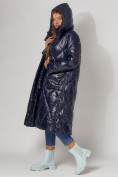 Купить Пальто утепленное стеганое зимнее женское  темно-синего цвета 448601TS, фото 9