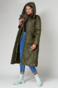 Купить Пальто утепленное стеганое зимнее женское  темно-зеленого цвета 448601TZ, фото 12