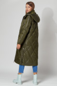Купить Пальто утепленное стеганое зимнее женское  темно-зеленого цвета 448601TZ, фото 10