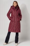 Купить Пальто утепленное стеганое зимнее женское  бордового цвета 448602Bo, фото 2