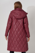 Купить Пальто утепленное стеганое зимнее женское  бордового цвета 448602Bo, фото 15