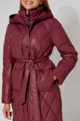 Купить Пальто утепленное стеганое зимнее женское  бордового цвета 448602Bo, фото 14