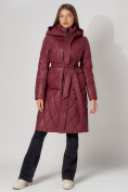 Купить Пальто утепленное стеганое зимнее женское  бордового цвета 448602Bo, фото 6