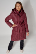 Купить Пальто утепленное стеганое зимнее женское  бордового цвета 448602Bo, фото 8