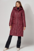Купить Пальто утепленное стеганое зимнее женское  бордового цвета 448602Bo, фото 4