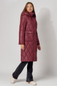 Купить Пальто утепленное стеганое зимнее женское  бордового цвета 448602Bo, фото 3