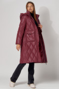 Купить Пальто утепленное стеганое зимнее женское  бордового цвета 448602Bo, фото 10