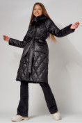 Купить Пальто утепленное стеганое зимнее женское  черного цвета 448602Ch, фото 12