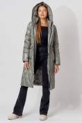Купить Пальто утепленное стеганое зимнее женское  цвета хаки 448602Kh, фото 13