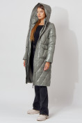Купить Пальто утепленное стеганое зимнее женское  цвета хаки 448602Kh, фото 14