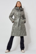 Купить Пальто утепленное стеганое зимнее женское  цвета хаки 448602Kh, фото 3