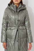 Купить Пальто утепленное стеганое зимнее женское  цвета хаки 448602Kh, фото 5
