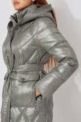 Купить Пальто утепленное стеганое зимнее женское  цвета хаки 448602Kh, фото 6
