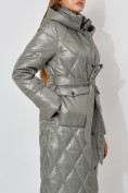 Купить Пальто утепленное стеганое зимнее женское  цвета хаки 448602Kh, фото 7