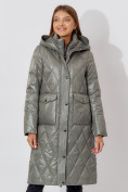 Купить Пальто утепленное стеганое зимнее женское  цвета хаки 448602Kh, фото 8