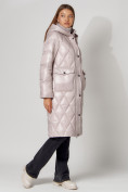 Купить Пальто утепленное стеганое зимнее женское  розового цвета 448602R, фото 12