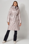 Купить Пальто утепленное стеганое зимнее женское  розового цвета 448602R, фото 13