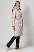 Купить Пальто утепленное стеганое зимнее женское  розового цвета 448602R, фото 14