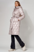 Купить Пальто утепленное стеганое зимнее женское  розового цвета 448602R, фото 15