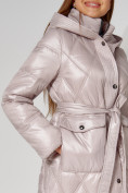 Купить Пальто утепленное стеганое зимнее женское  розового цвета 448602R, фото 17