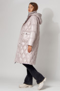Купить Пальто утепленное стеганое зимнее женское  розового цвета 448602R, фото 4